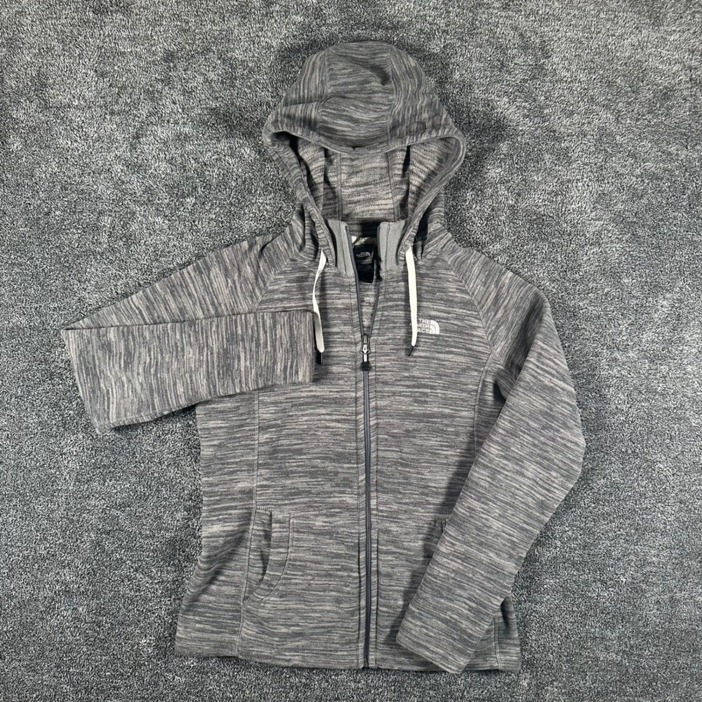 The North Face Hoodie Womens S Full Zip Grey Space Dye Fleece Jacket Gorpcore